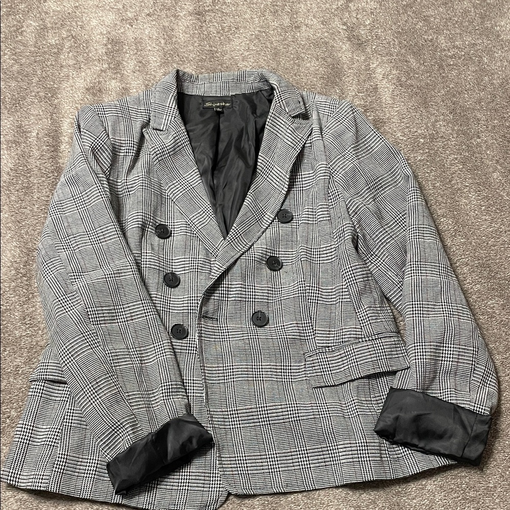 H&M Black and White Checkered Blazer